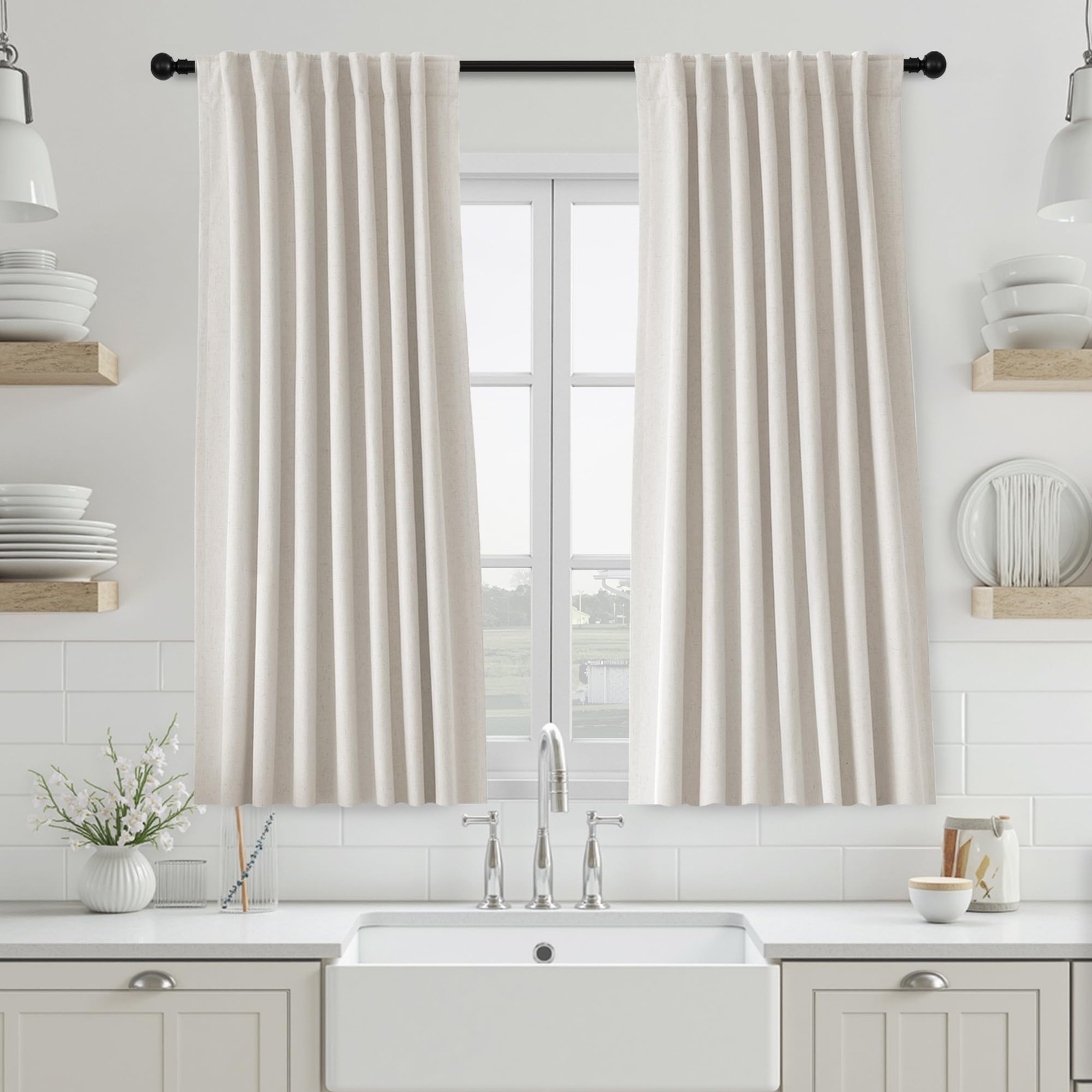 54 Inch Black Out Curtains for Bedroom 2 Panels Set, Cream