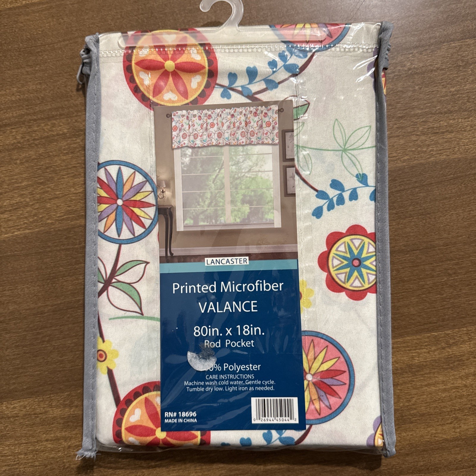 NWT Lancaster Printed Microfiber Valance 80×80 Inch, Floral & Birds, set of 2
