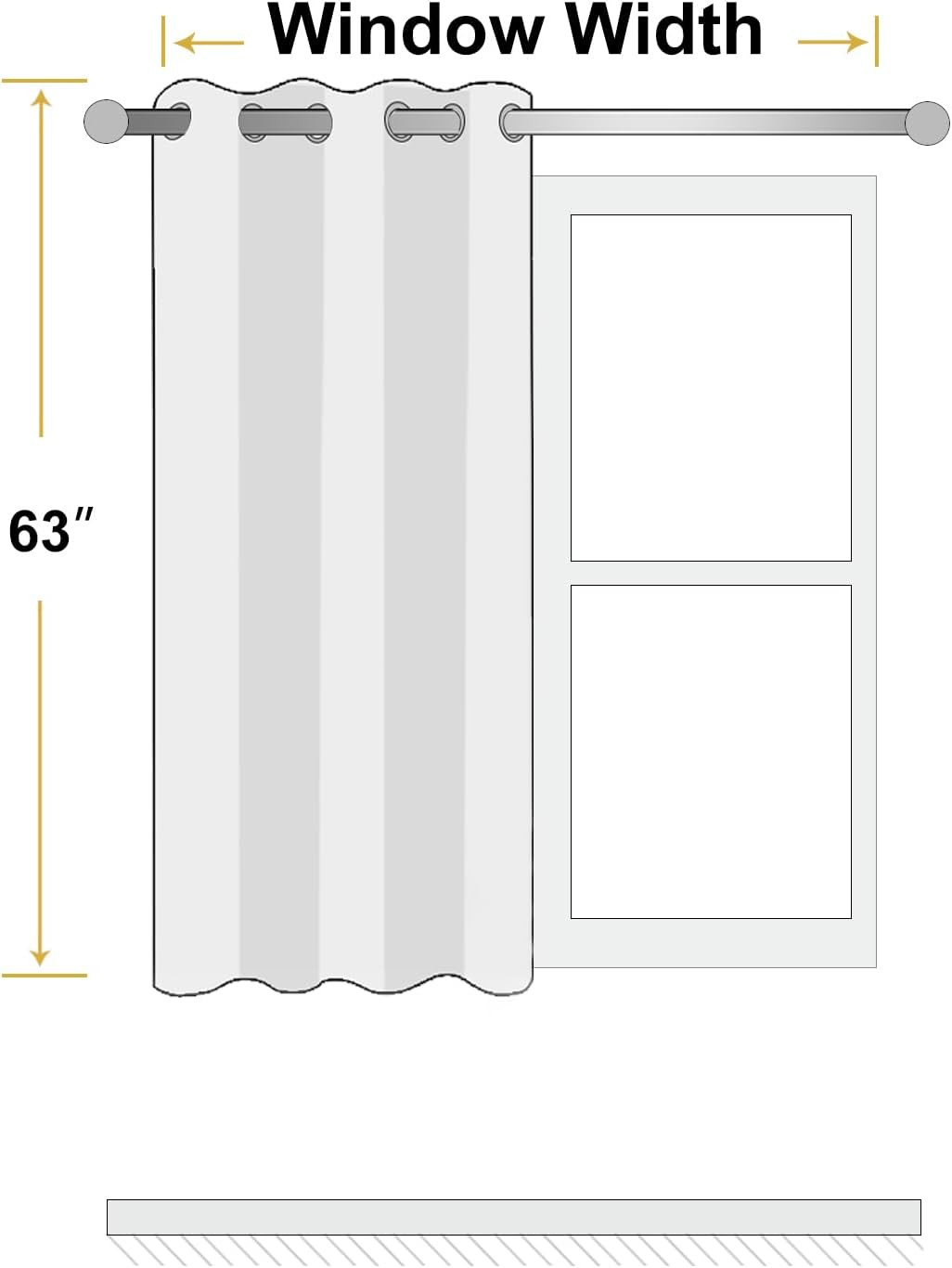 Chrisdowa 100% Blackout Pure White Solid Curtains 63 Inches Long 2 Panels for Be