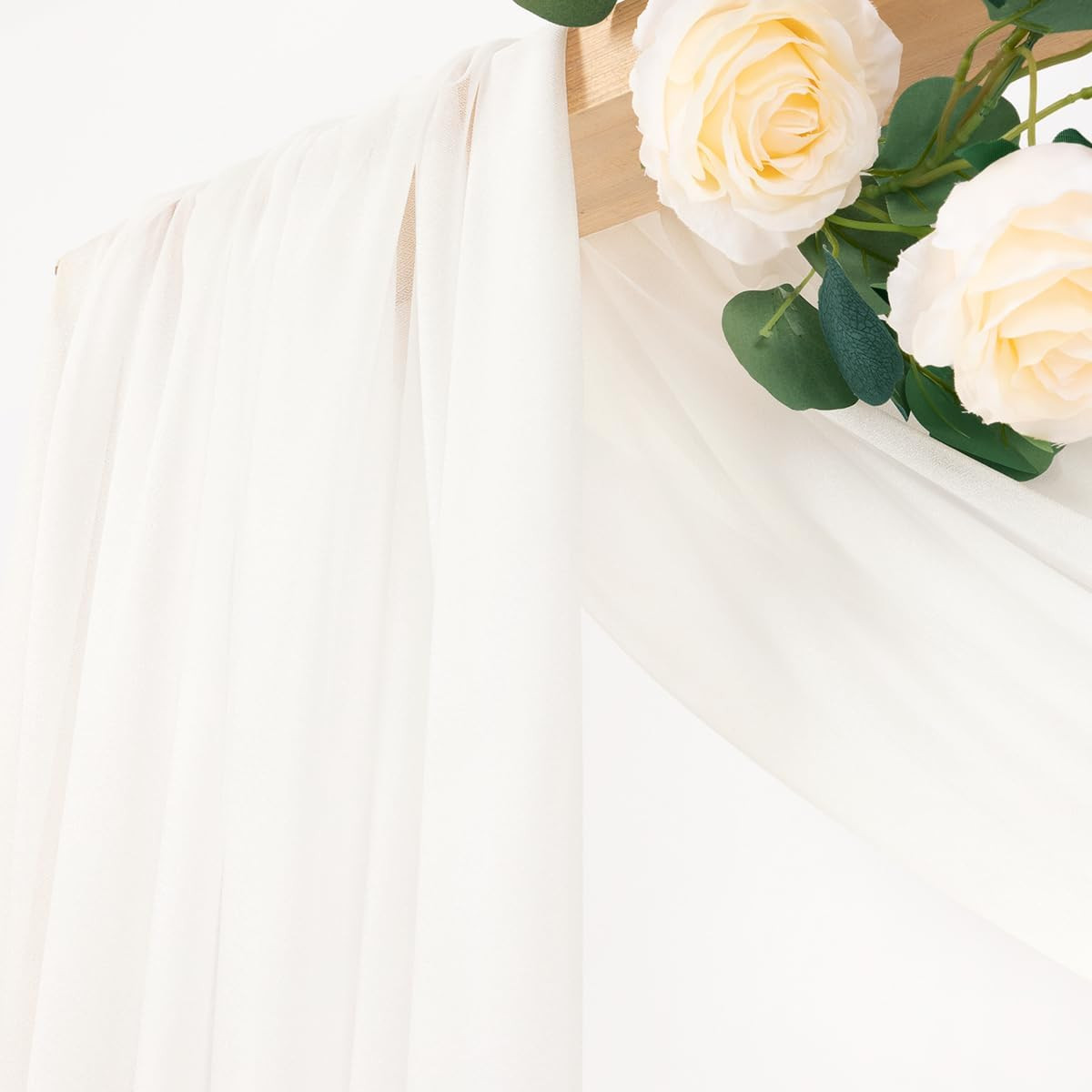 Ivory White Wedding Arch Draping Fabric 2 Panels 29″ X 20 FT Extra Long Gauze Dr
