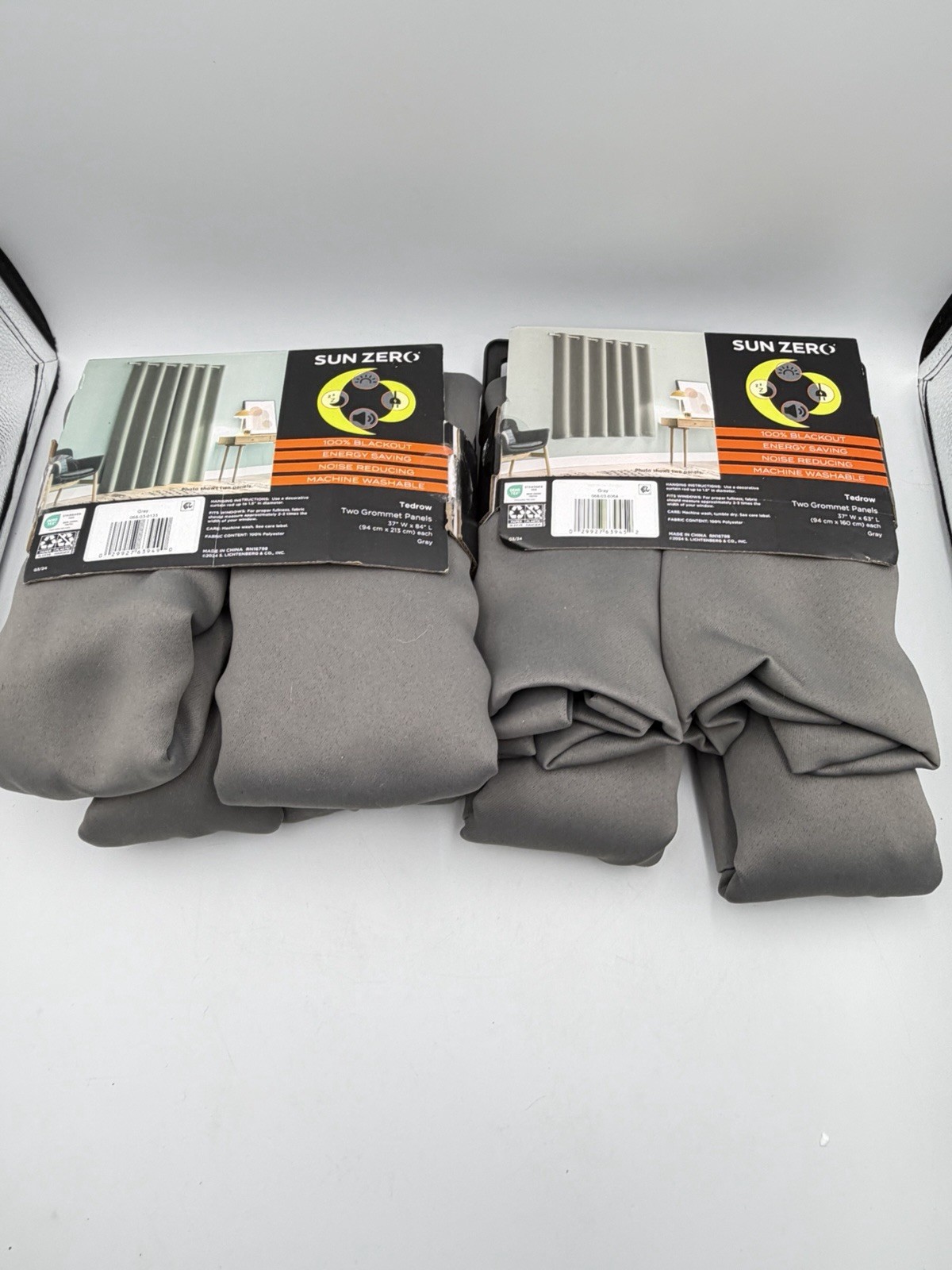 Sun Zero Blackout Window Curtains 2 Panels lot of 2, 37×63 &37×84 Brand New