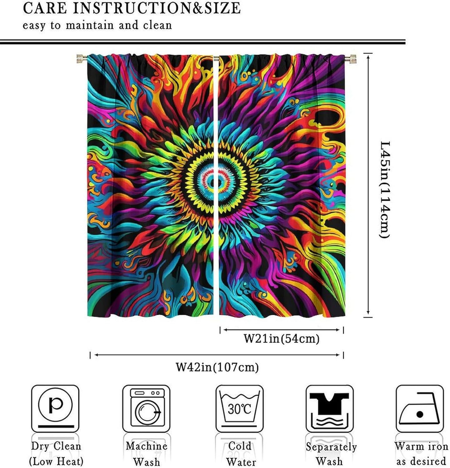 Tie Dye Curtains – Boho Hippie Style with Rainbow Patterns for Bedroom & Living