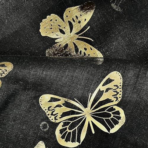 and Gold Butterfly Sheer Curtain Panels52 Inches 52″W x 63″L (Pack of 2) Black