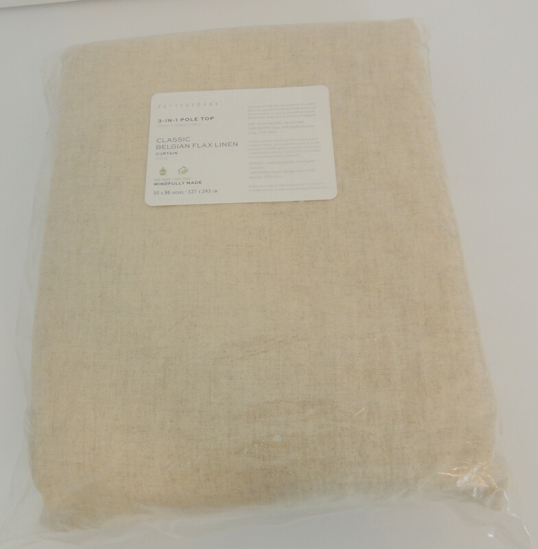 Pottery Barn Drape Classic BELGIAN FLAX LINEN 3-in-1 Pole Top 50″W x 96″L