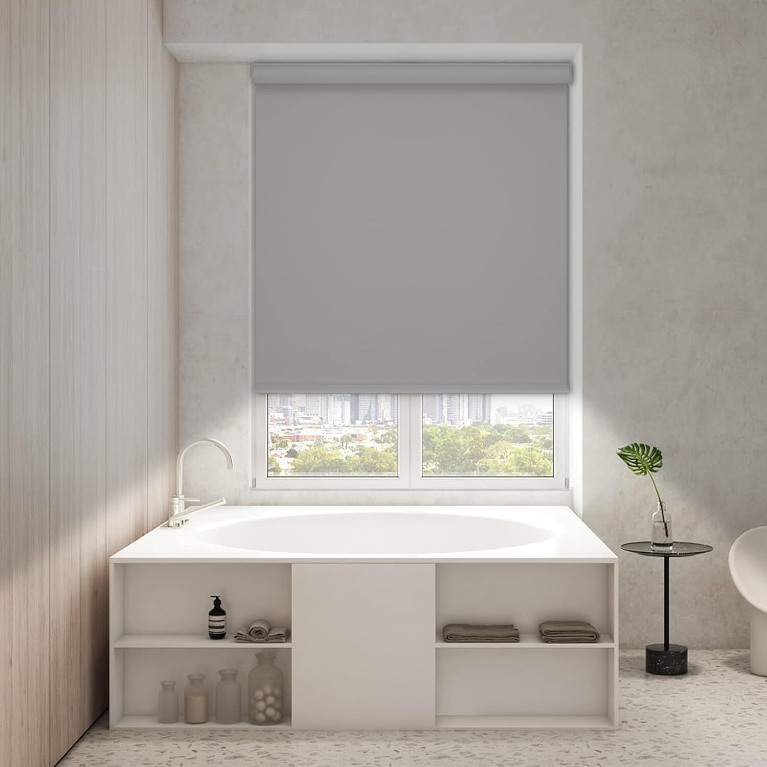 Changshade Cordless Blackout Roller Shade with Valance 38″×72″ Grey