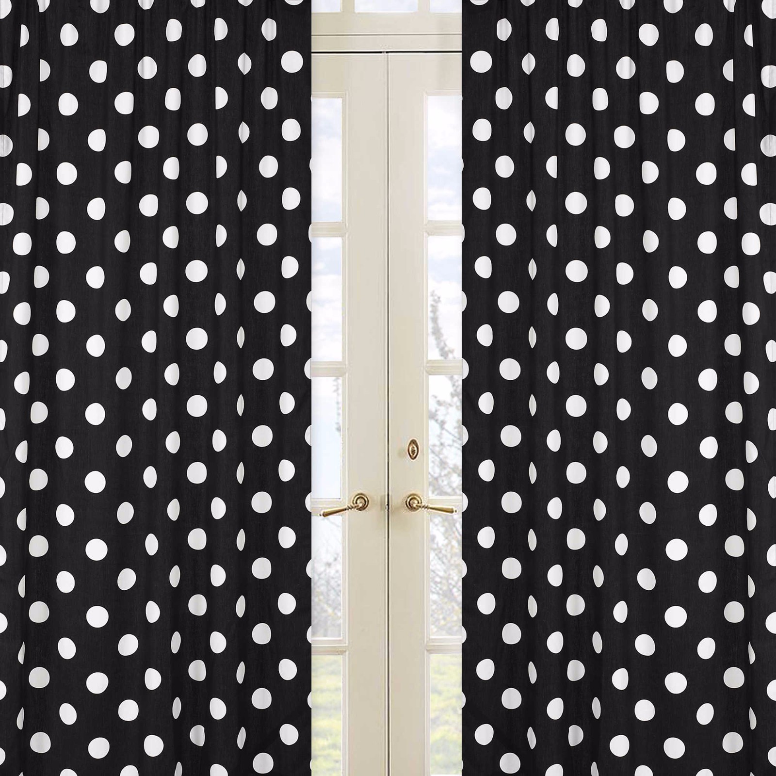 2 Panel Drapes 60″W X 96″L Polka Dots Satin Window Curtains Wall Divider