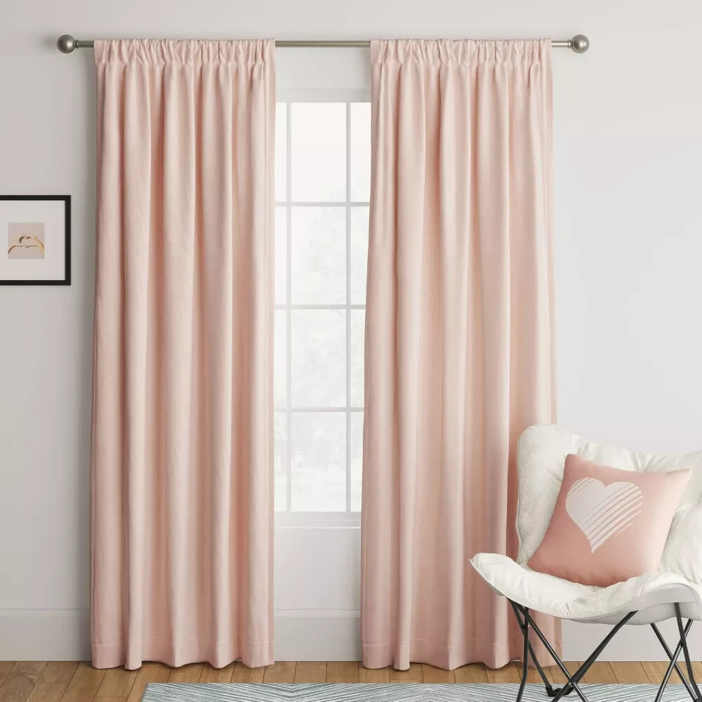 ⚡️1 pc Room Darkening Heathered Window Curtain Panel – Room Essentials ~ Pink