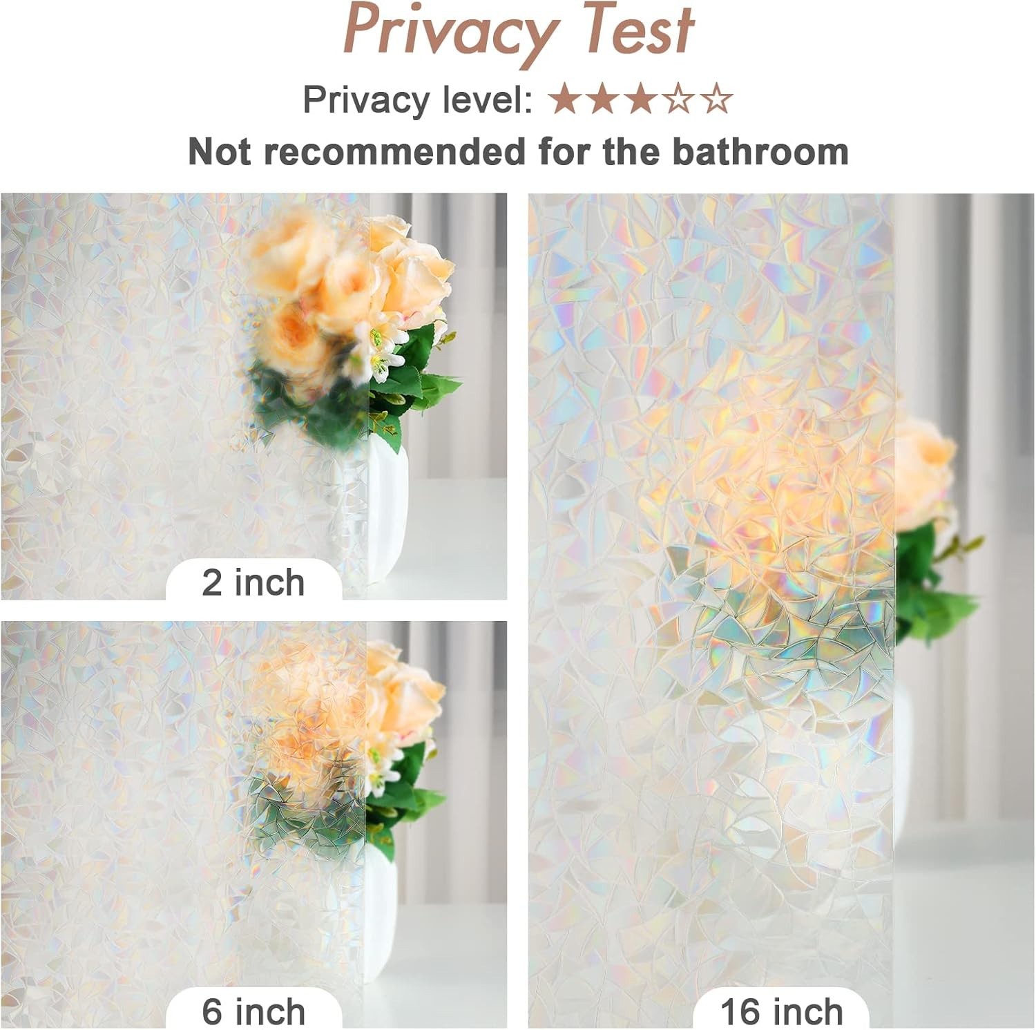 Window Privacy Film, Stained Glass Rainbow Film, 17.5″ x 78.7″ | Decorative W…