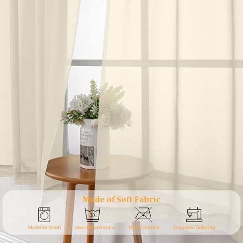 Valances for Windows, Small Light Filtering Rod 42″W x 14″L (Pack of 2) Cream