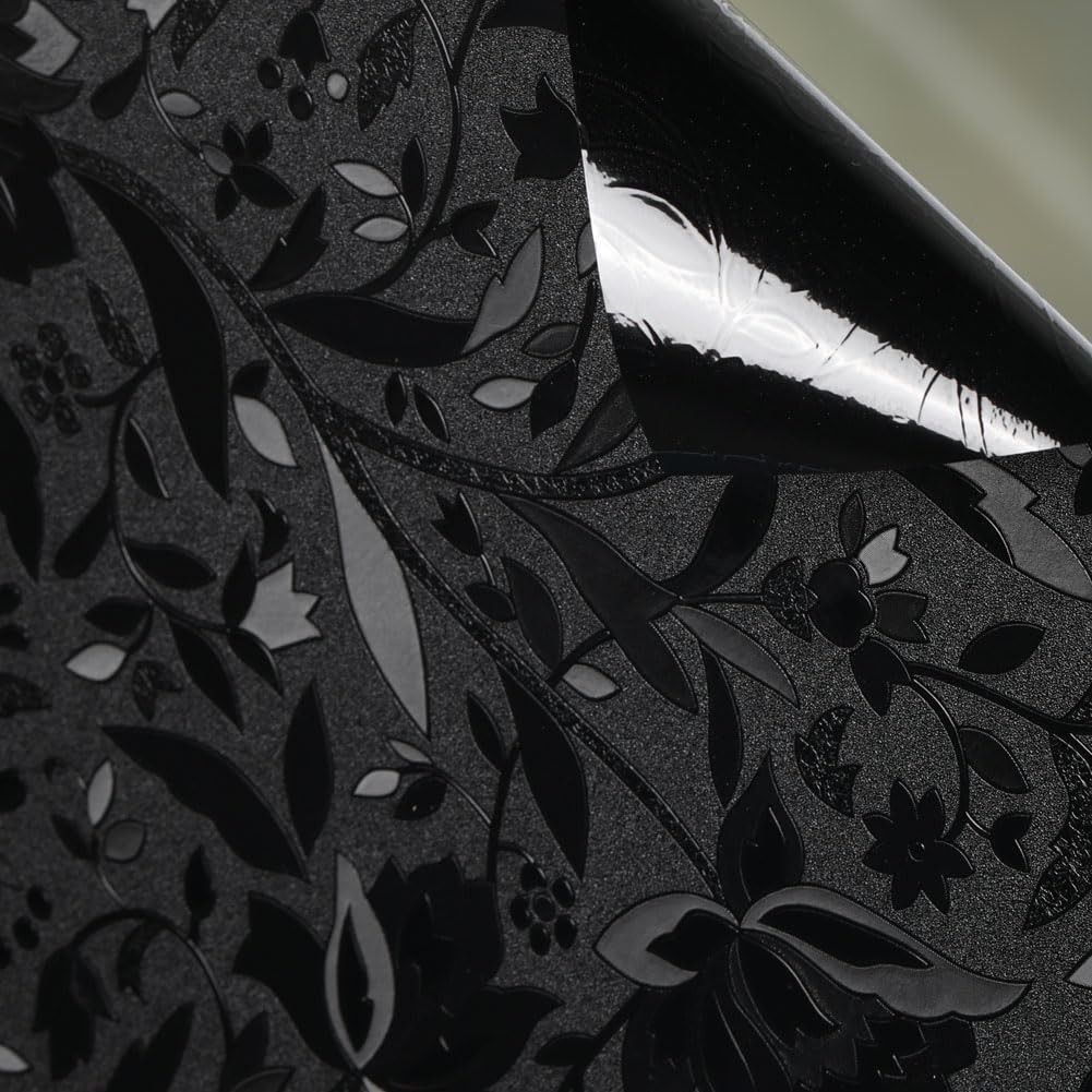 Blackout Room Darkening Etched Tulip Window Film Privacy No Glue 17.5x157in