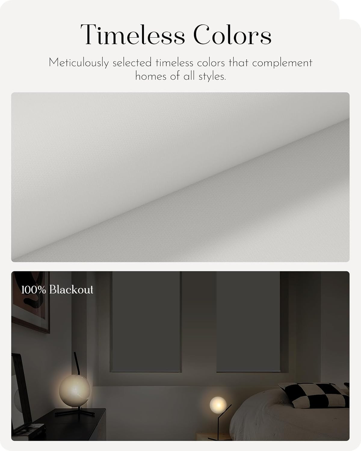 Smart 100% Blackout Roller Shades with APP Control – Custom Size 34″x72″ White