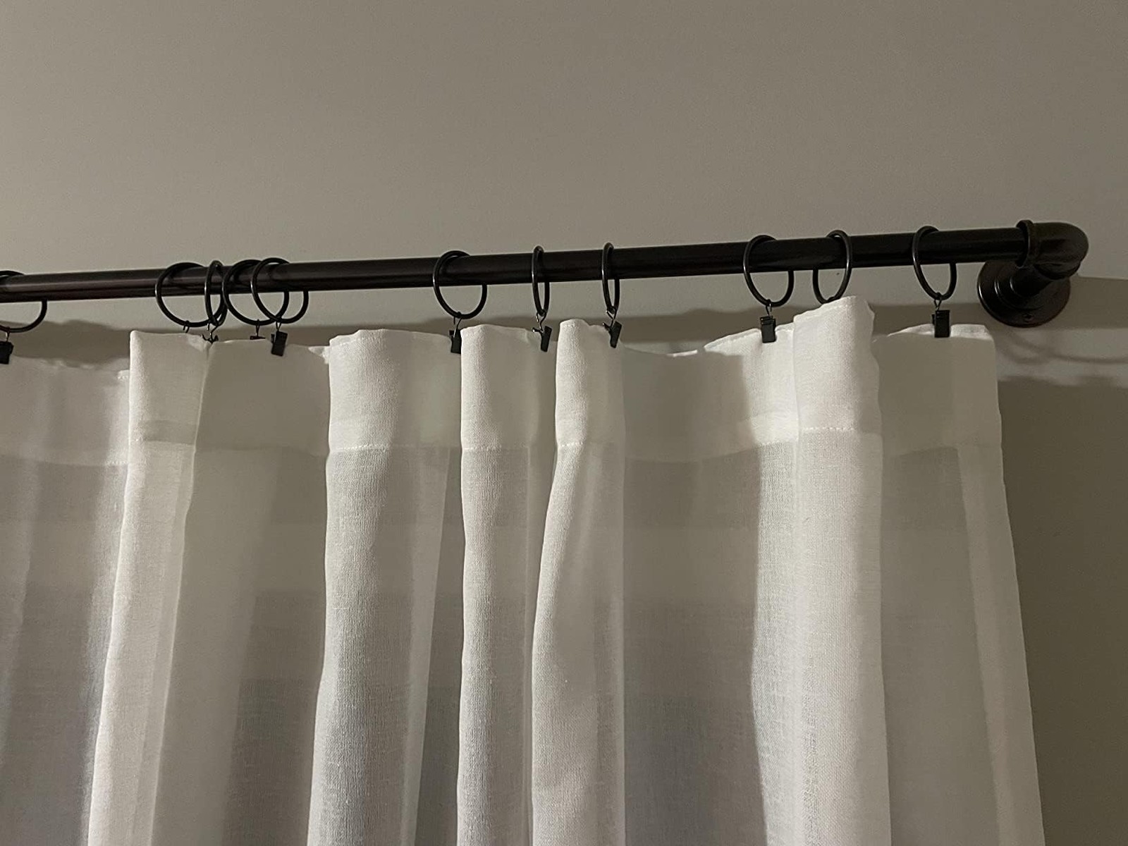 Coideal Large Curtain Rings with Clips, 10 Pack 2.5 Inch XL 55 mm, Black