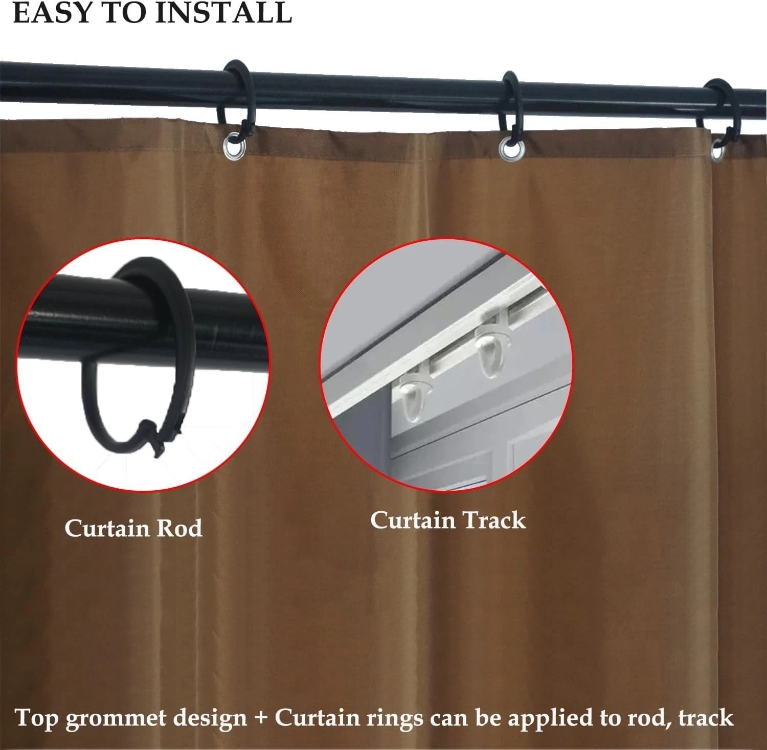 Versatile Waterproof Outdoor Curtains – 52x84in in Brown, Perfect for Patios