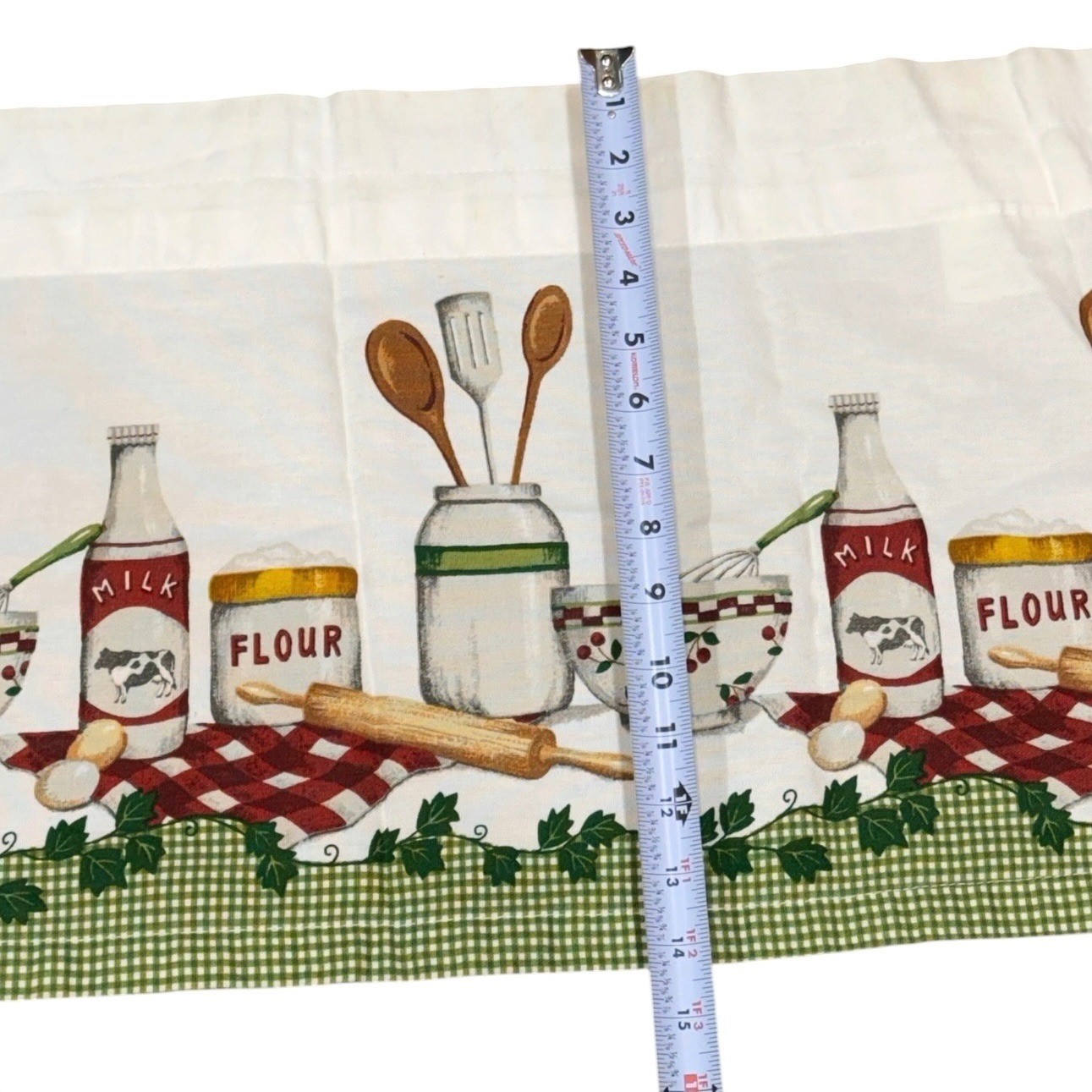 Vtg Better Homes Kitchen Curtains Panels & Valance Country Baking Gingham Cotton