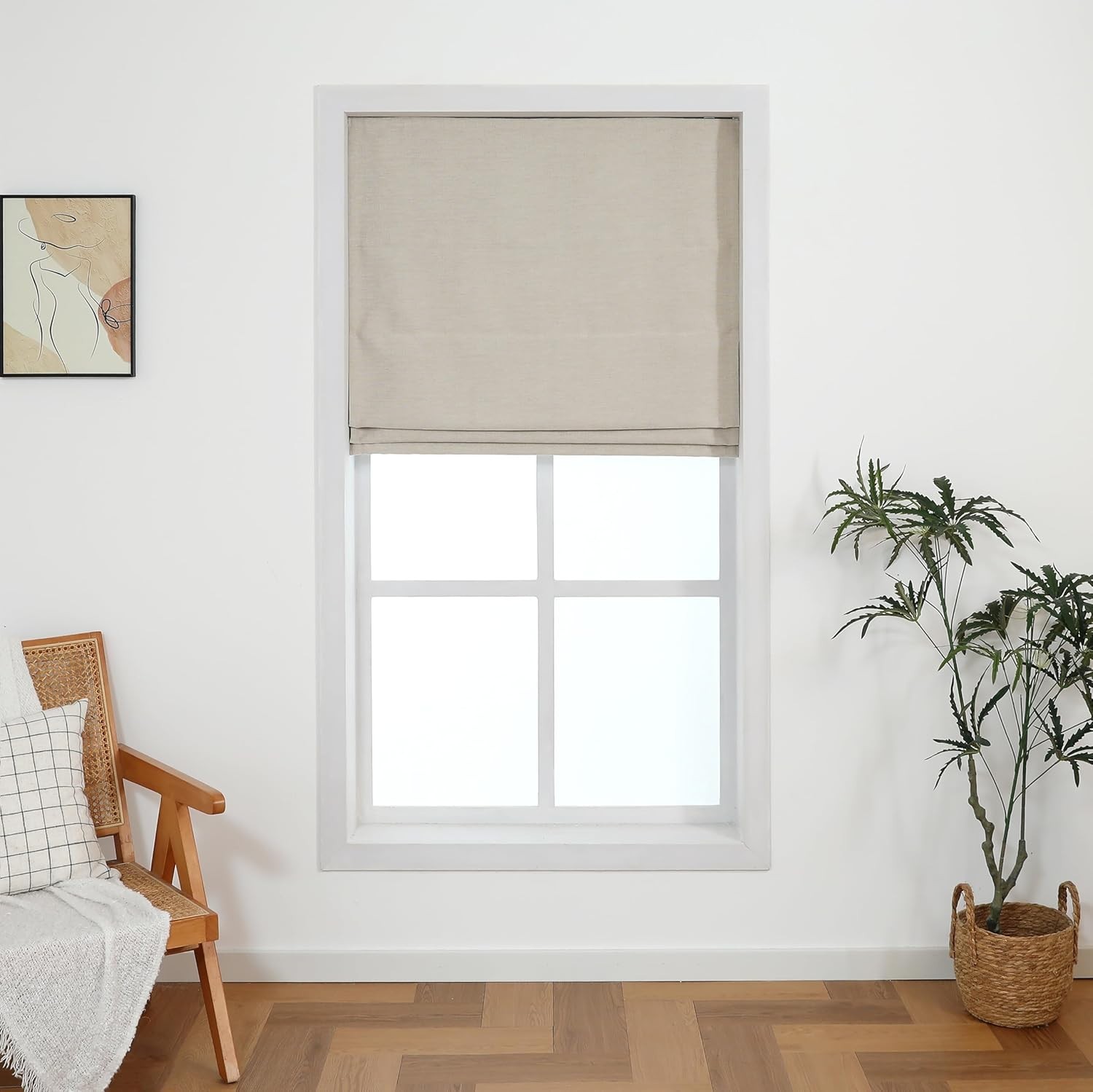 Cordless Roman Shades – Blackout Blinds with Soft Chenille Velvet for Windows