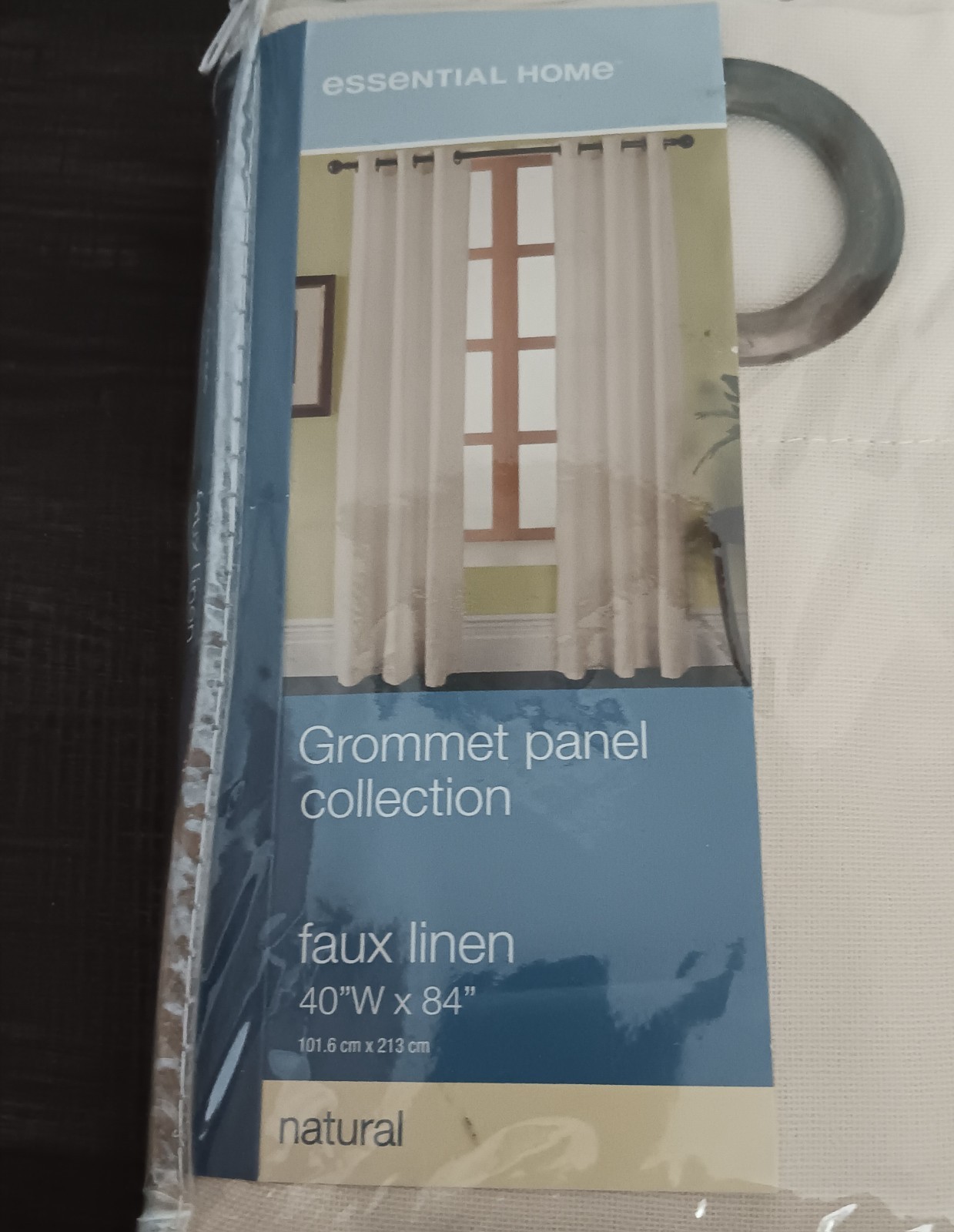 Essential Home Faux Linen Grommet Collection Panel 40″W x 84″L