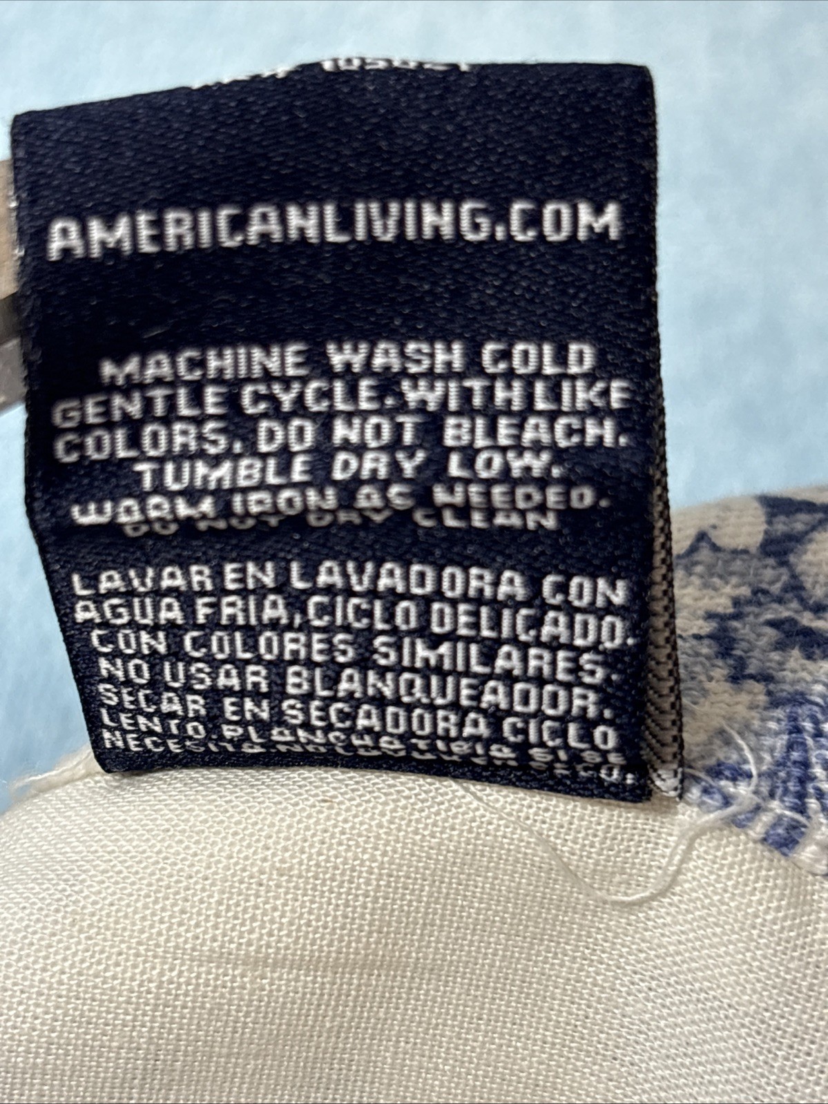 American Living Valance Blue & White Plaid FLORAL w/Button Detail 48”x 18” (#2)