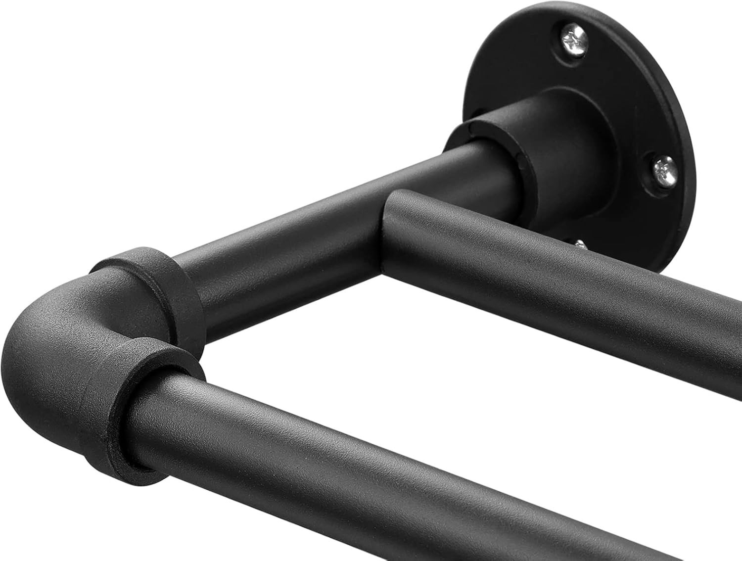 Heavy Duty Double Curtain Rod for Windows 66-120”, 1 inch Industrial Black Do…