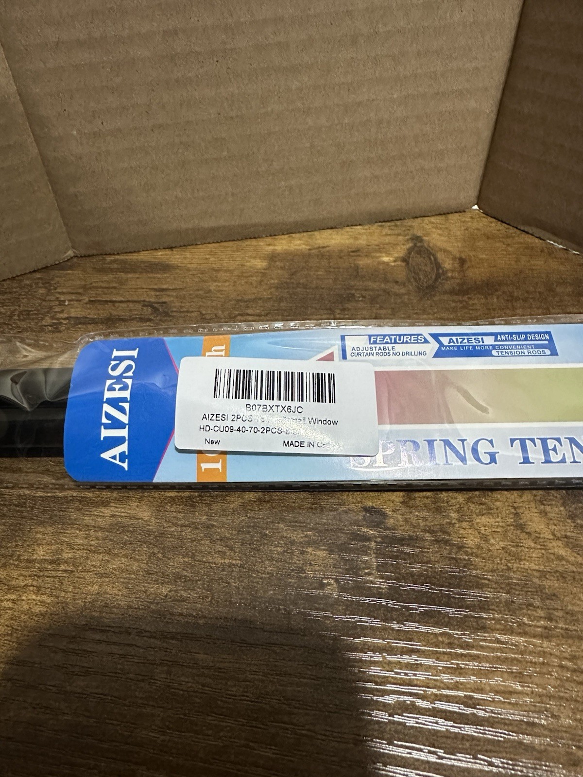 AIZESI Spring Tension Curtain Rod Black 16-28 Inch Conventional Solid Pattern