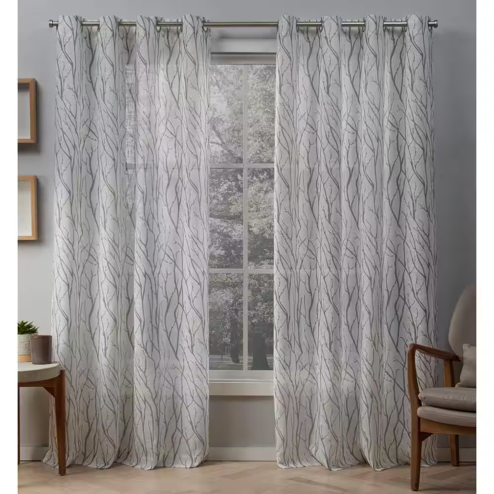 Oakdale Dove Grey Nature Light Filtering Grommet Top Curtain, 54 In. W X 84 In.
