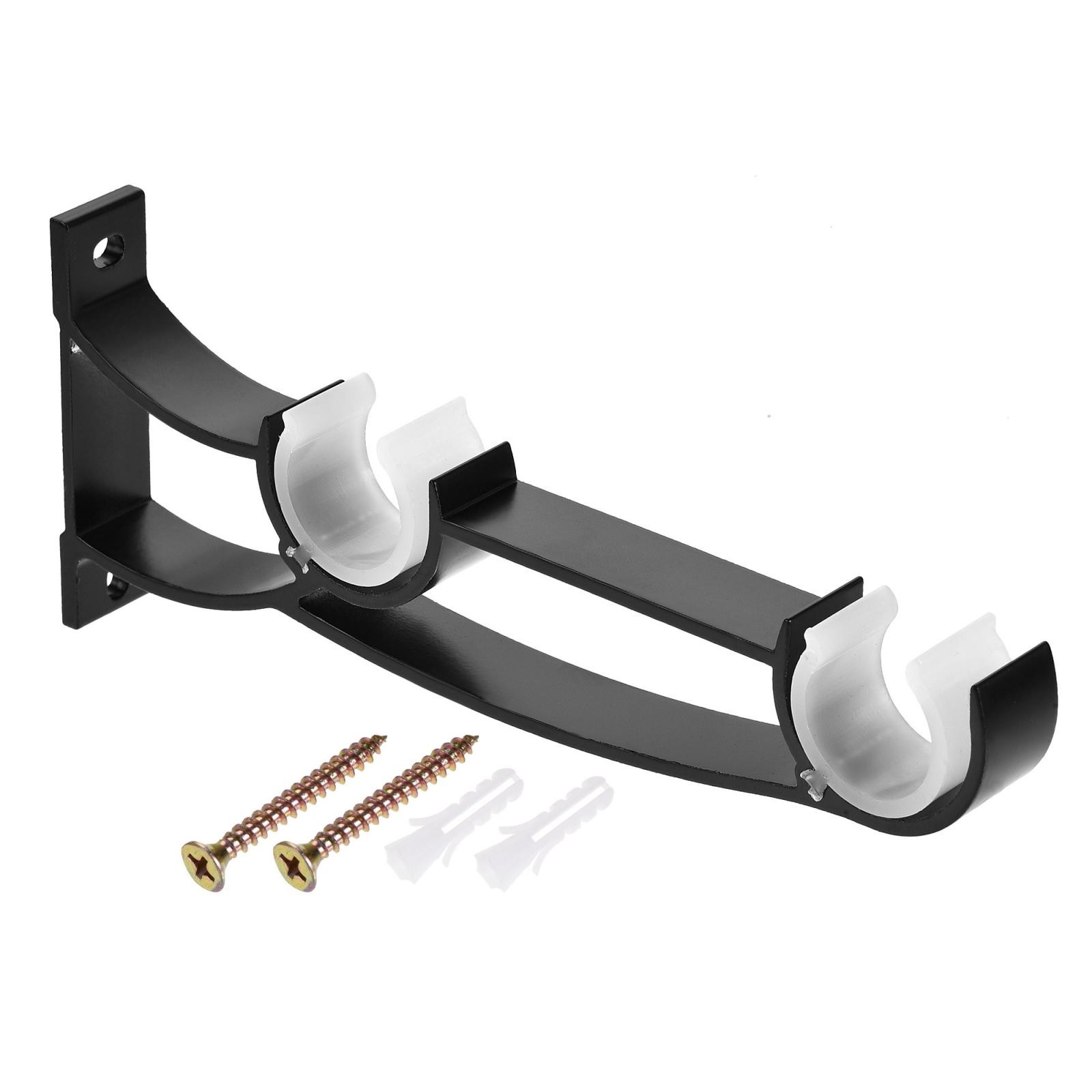 2pcs Curtain Rod Bracket Fit 1″ Dia Rod Holder 7.5″ Matte Black with Screws
