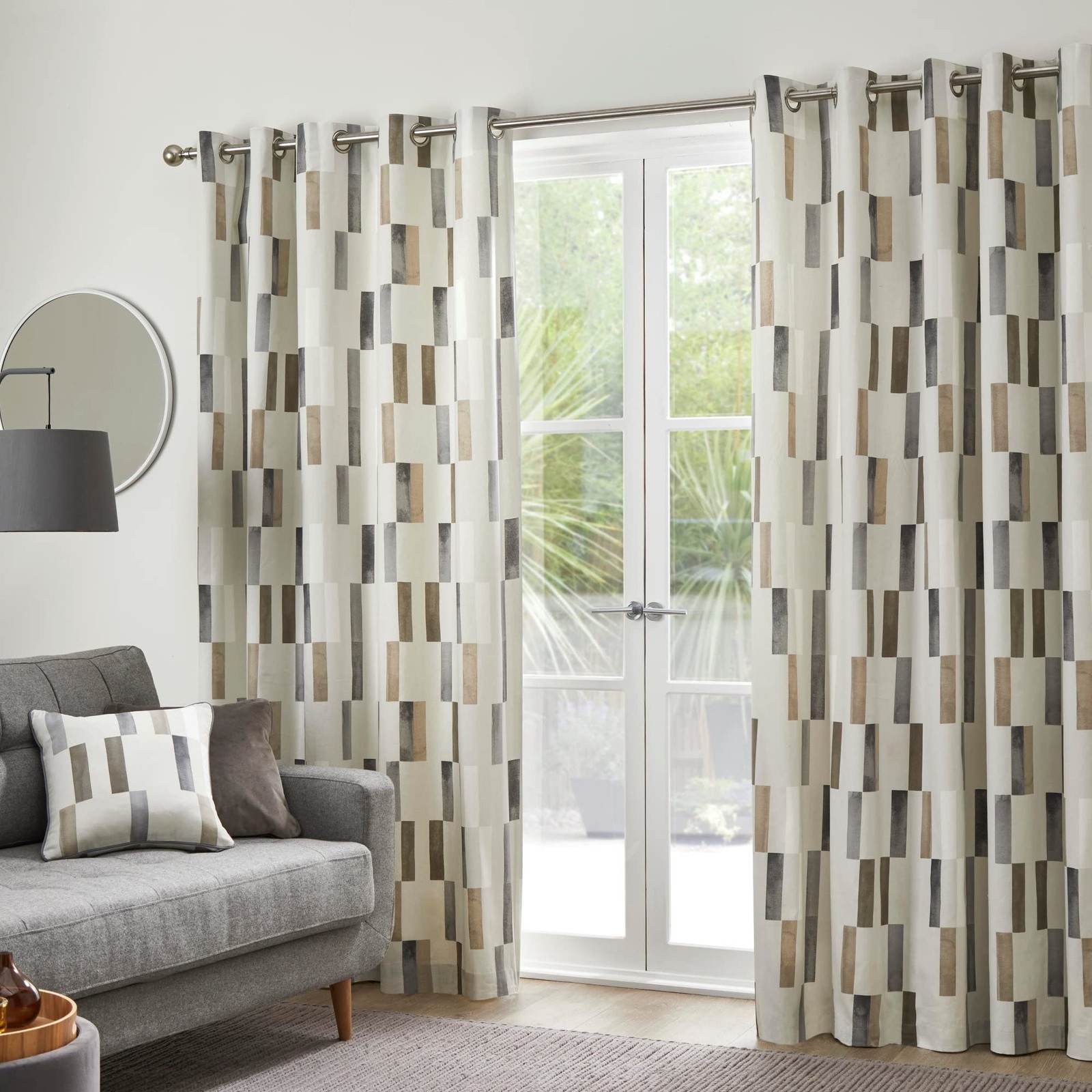 Oakland Eyelet Curtains, 100% Cotton, 168 x 137 cm, Natural, 1 Pair