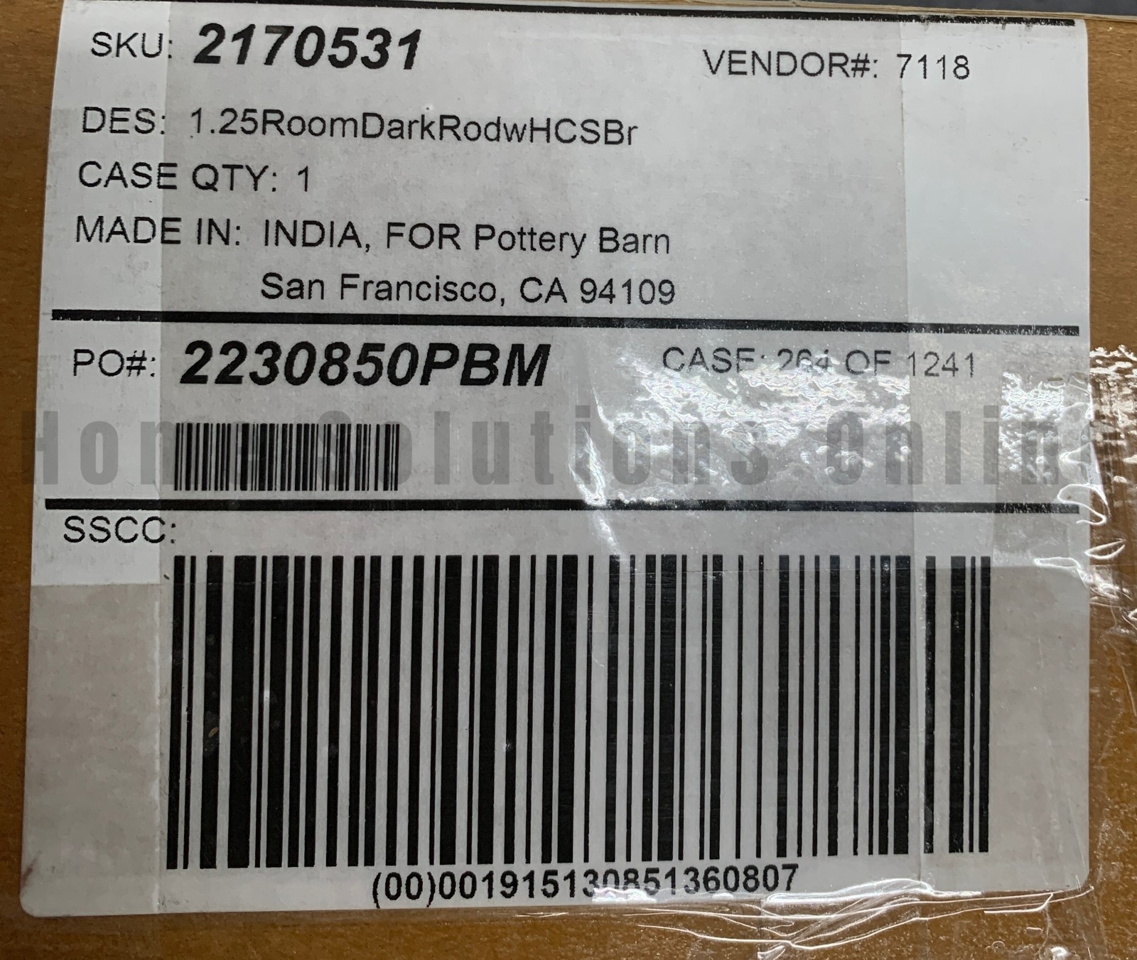 Pottery Barn Hidden Connection Room Darkening Rod Brass 1.25″ 24-48 #2006 READ