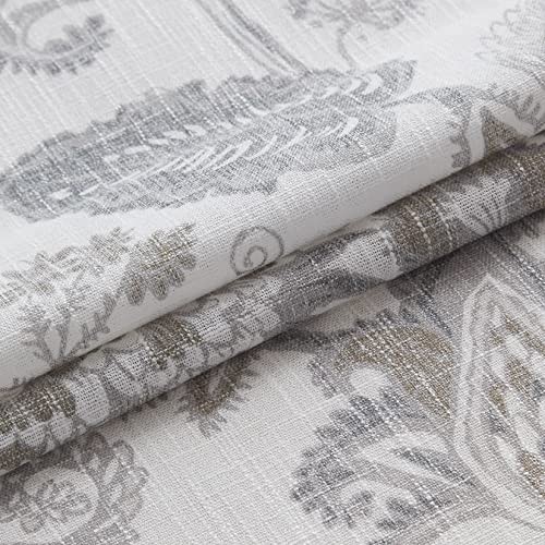 Backtab Rod Pocket Jacobean Floral Semi 52″W x 84″L (Pack of 2) Linen Grey