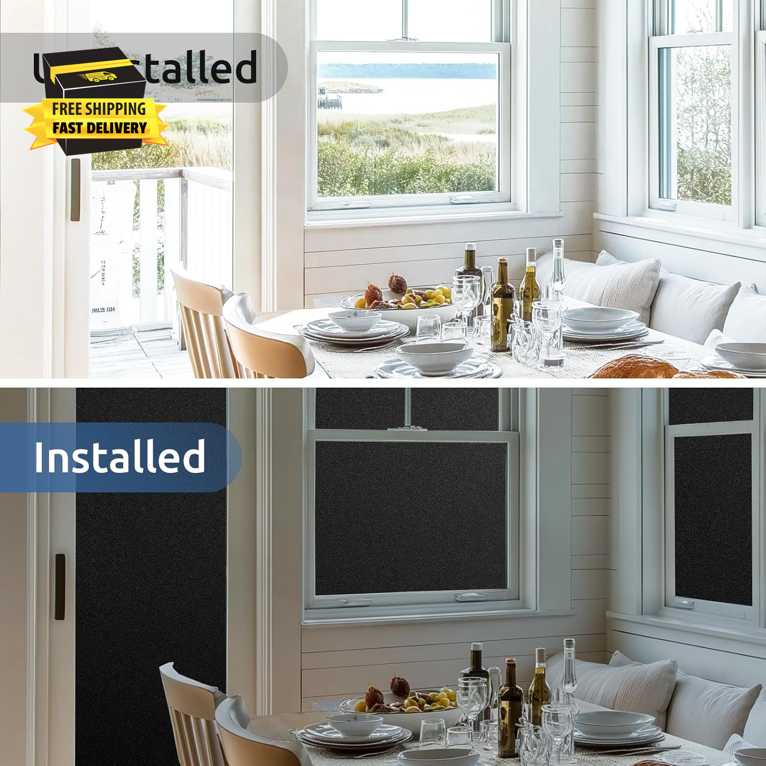 Blackout Window Film, Removable Window Tint in House Static Cling, Darkening Pri