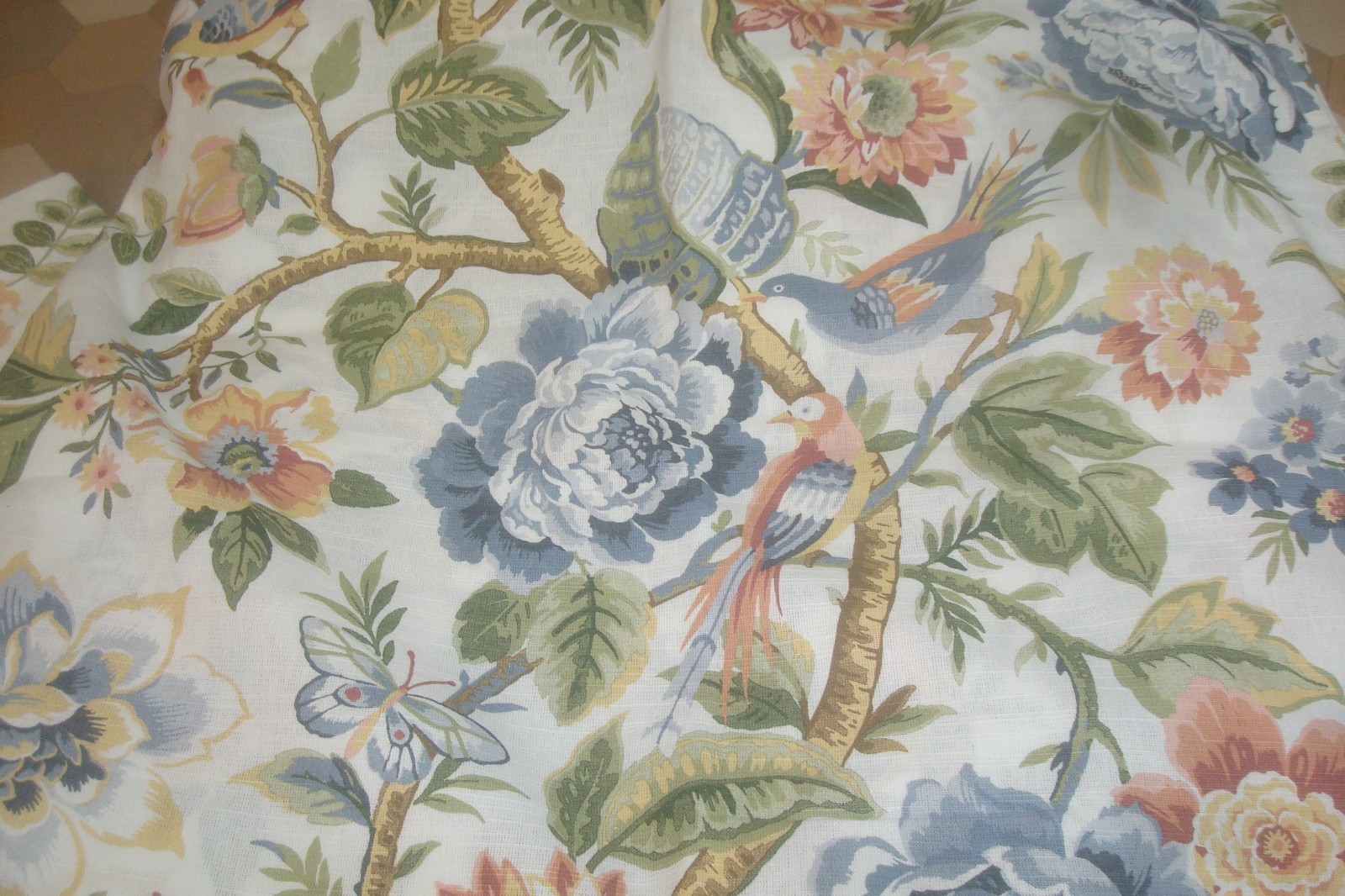 NWT Curated Kravet 2 pc Window Curtains Tree of Life Floral Birds Cotton 84″ lg