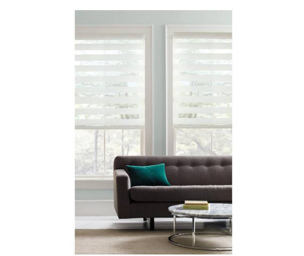 Harper Lane Pre-Cut White Cordless Light Filtering Layered Roller Shade 27″x 72″