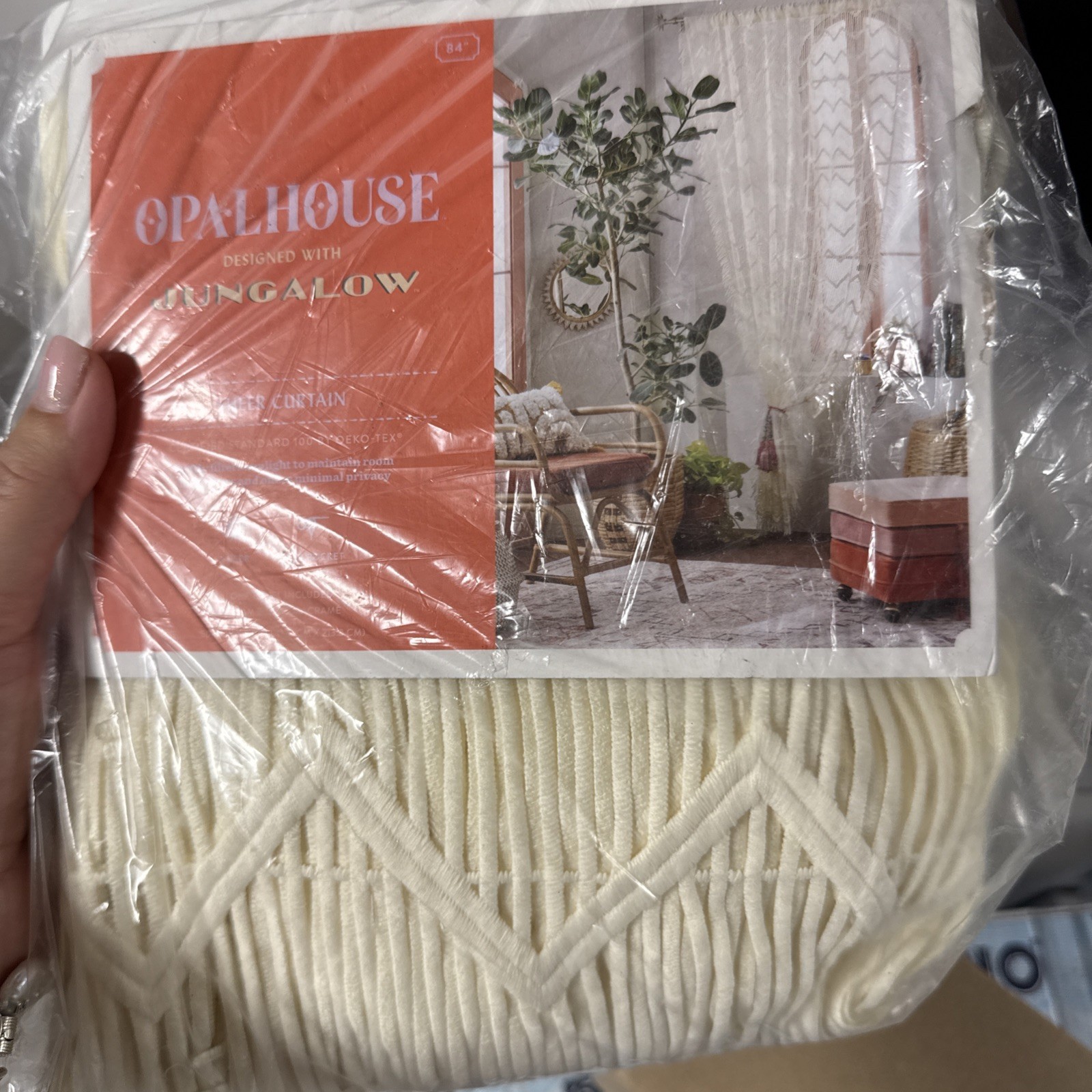 1 PANEL Opalhouse Jungalow Sheer Cream Zig Zag Macrame Curtains 50″x 84″