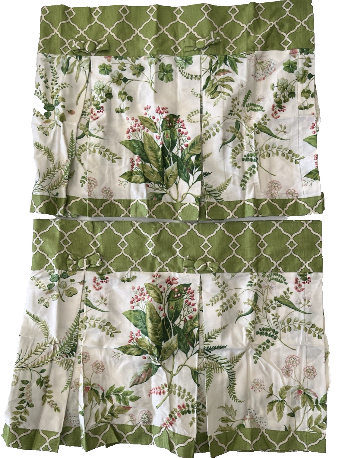 2 Vtg Waverly Williamsburg Floral Button Pleated Valances Botanical 19” X 48”