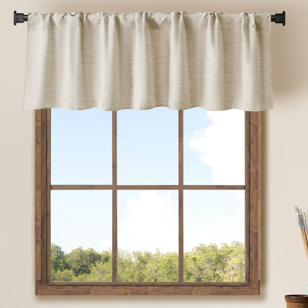 2 Pack Burlap Window Valances 16″ x 56″ Farmhouse Style Window Treatment Decor