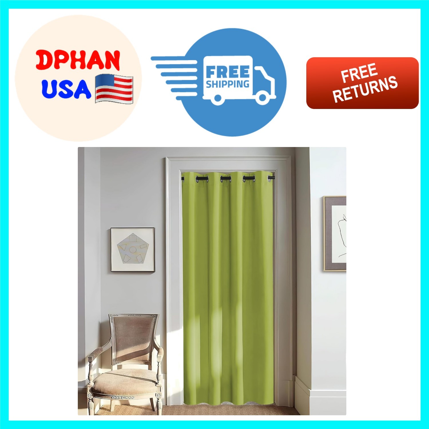 Blackout Curtain for Open Closets 46W x 80L, Water-Resistant Fabric