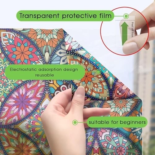Stained Glass Window Film Privacy Decorative Static Cling Non-Adhesive Frosted