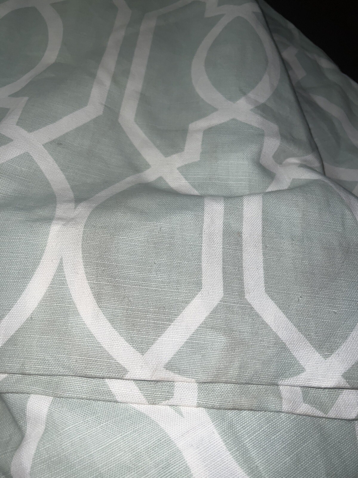 CUSTOM P KAUFMANN PINCH PLEATED DRAPES~BEAUTIFUL LIGHT GREEN~88”L~DAMAGED