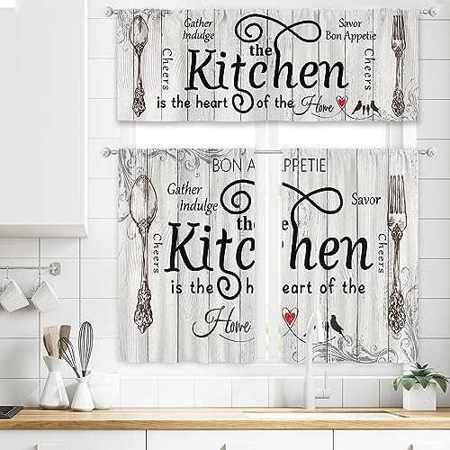 Farmhouse Kitchen Valances Curtains Rustic 52″W x 18″L (Pack of 1) A-white
