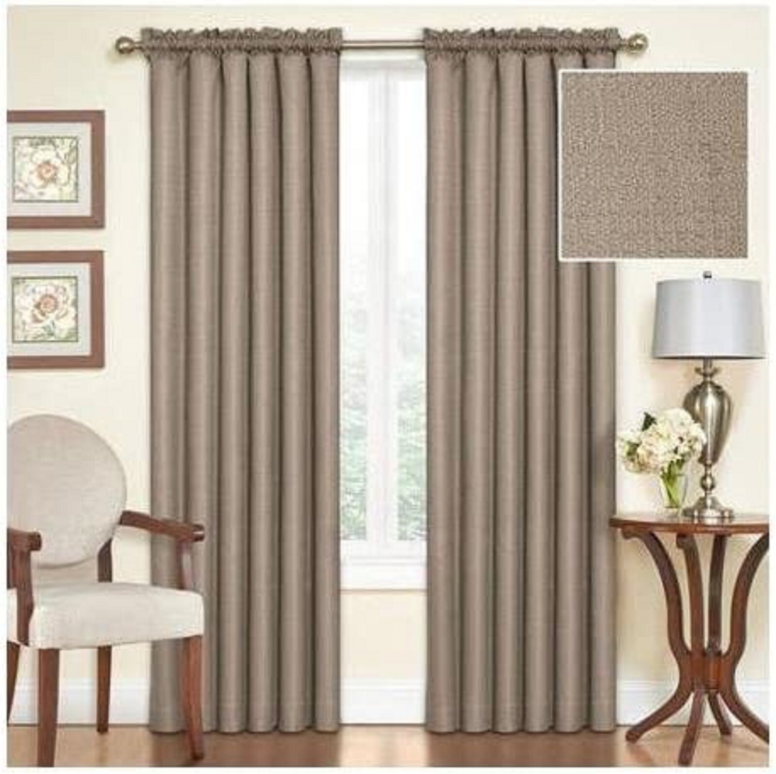 Eclipse Samara Blackout Energy-efficient Curtain Panel, 42″ X 63″ Size, Mushroom