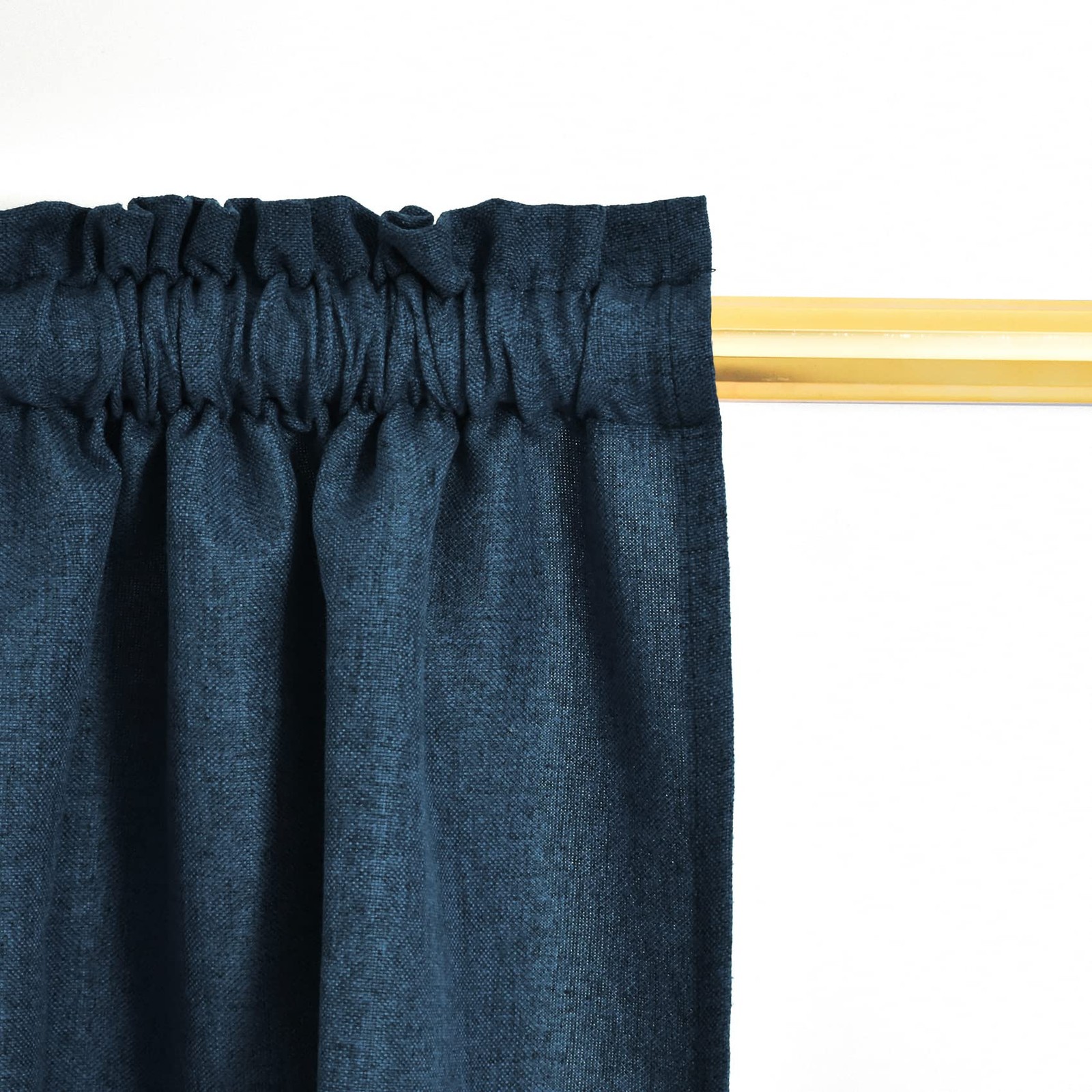 Upopo Curtains 72 Inches Long Kitchen Linen Textured Privacy Semi Sheer Navy