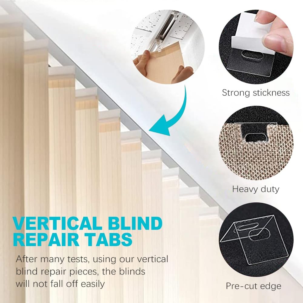 60 Pcs Vertical Blinds Replacement Slat Panels Blind Repair Tabs Kit Replacement