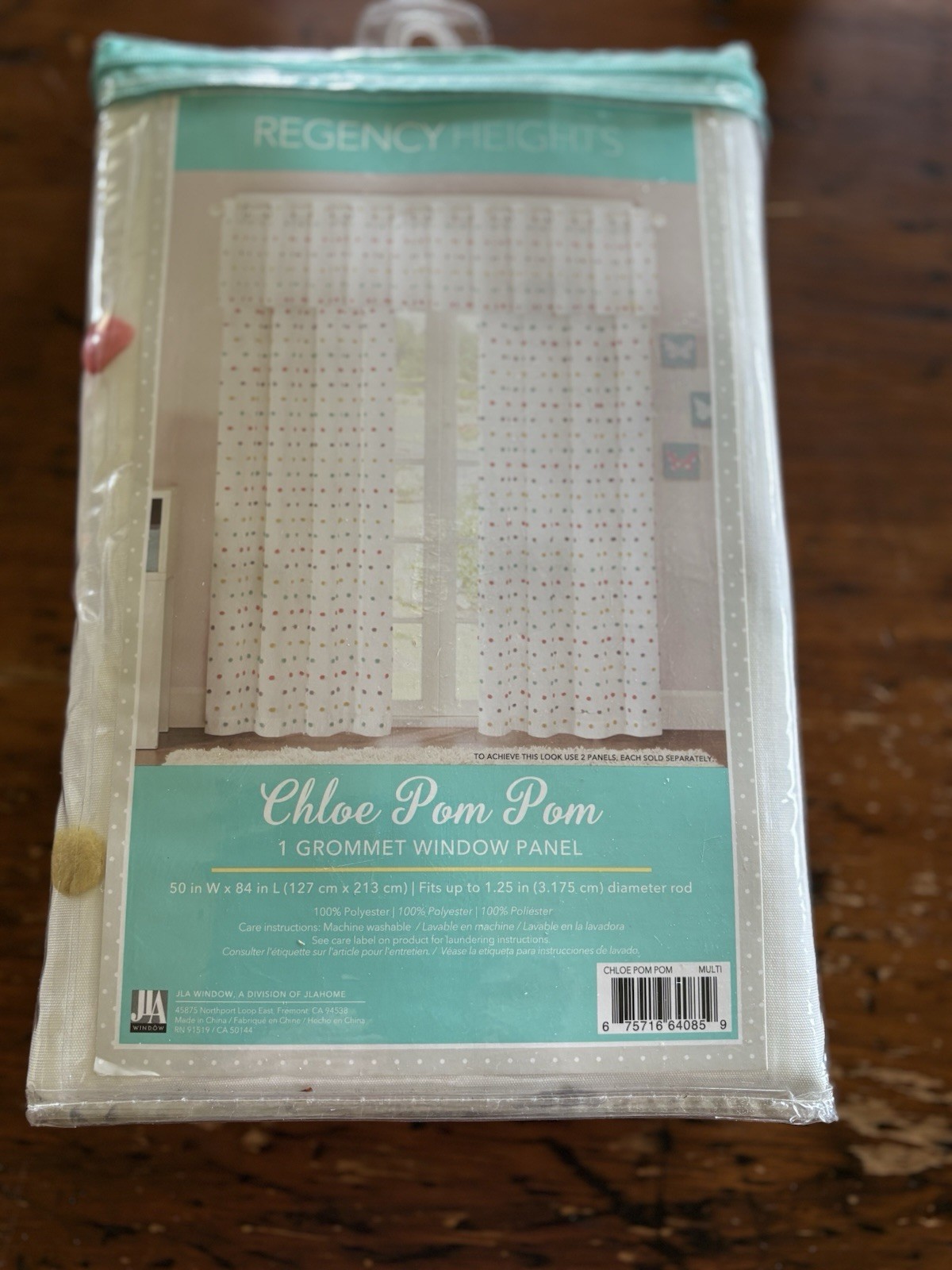 NIP Chloe Pom Pom Grommet Window Panel 84” Long