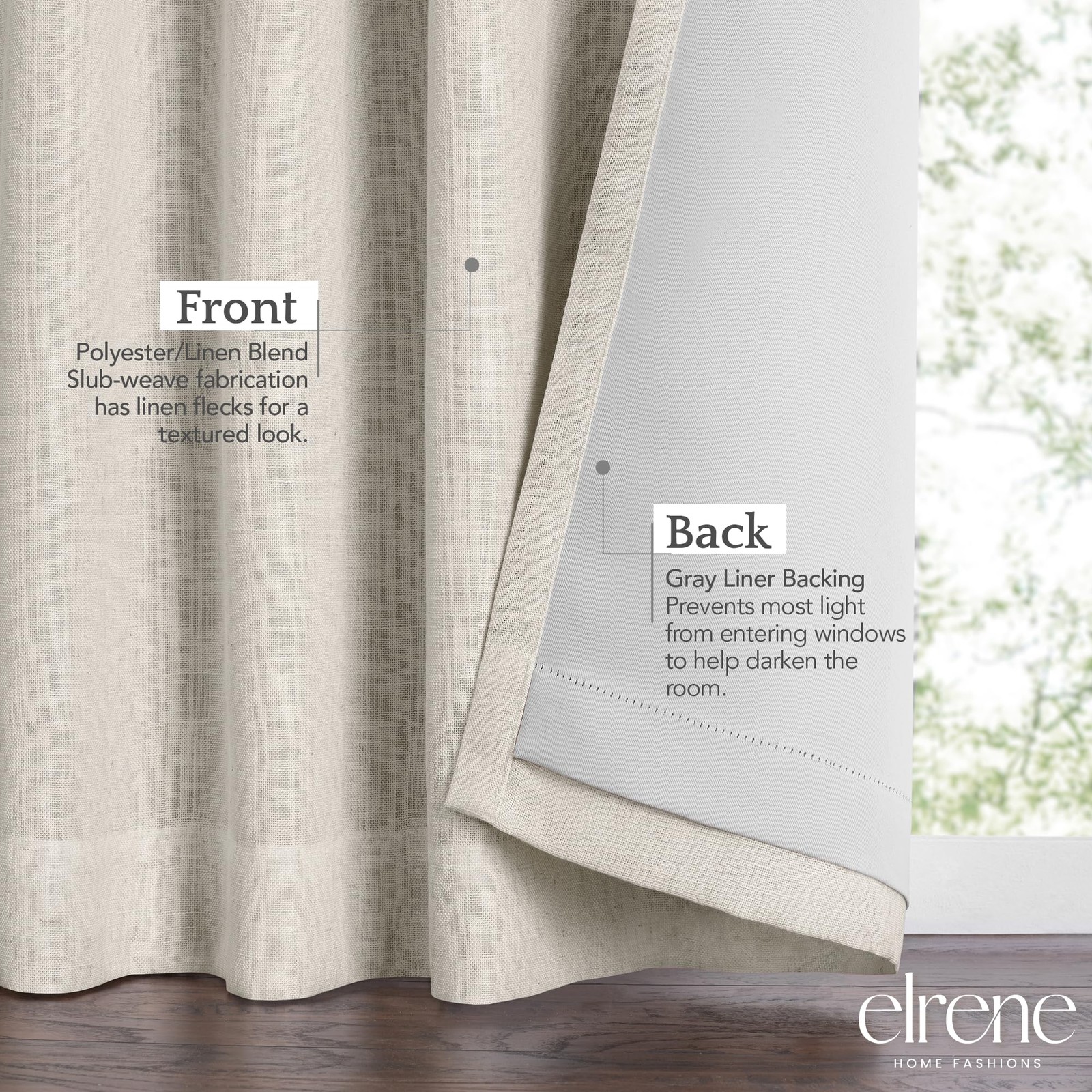 Elrene Home Fashions Harrow Solid Texture Blackout Window Curtain Living Room