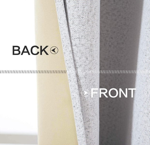 MIULEE Linen Texture Curtains Solid 100% Blackout Greyish White 52″x96″ 2 Panels