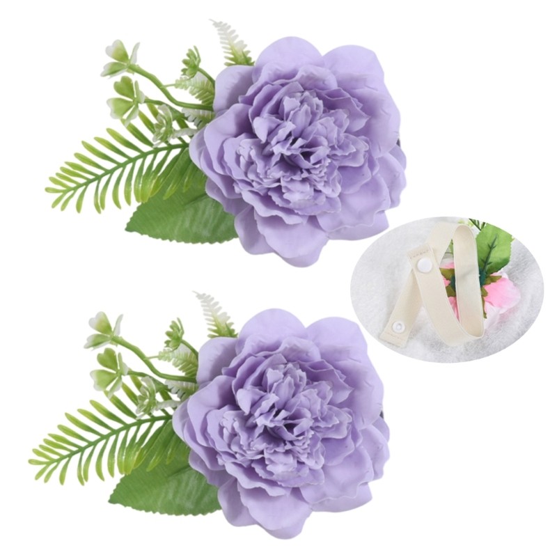 2pc Artificial Flower Curtain Ties Window Drapery Tiebacks Clips Home Styling