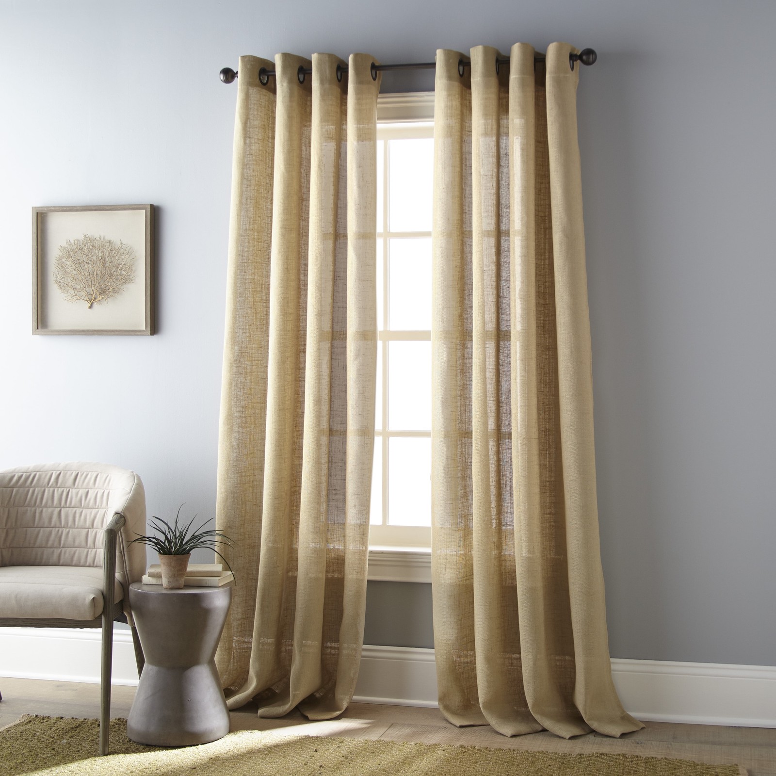 nanshing Filtering Single Curtain Panel with Grommet Top Tan Brown 54″ x 95″
