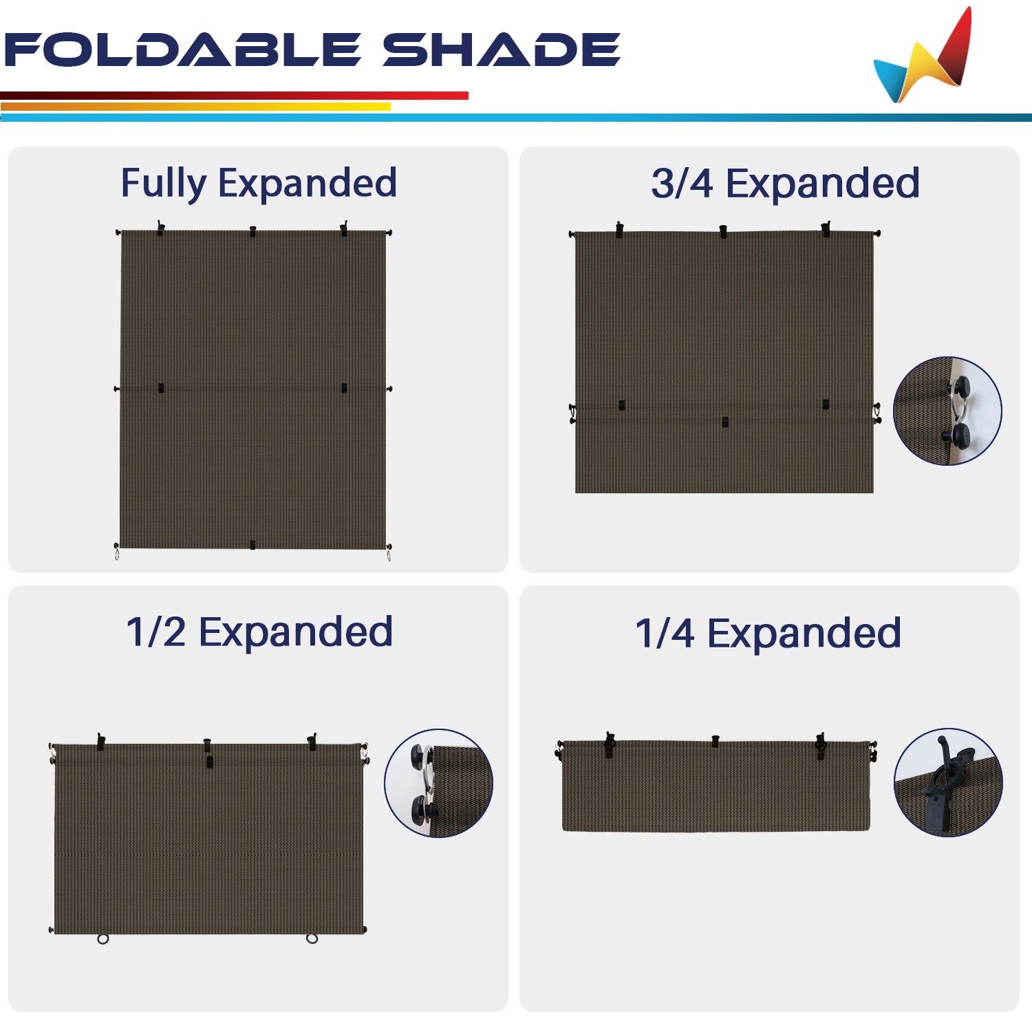 Outdoor Sunshade Roller Shades Roll up Shade Exterior Patio Curtain Blinds Brown