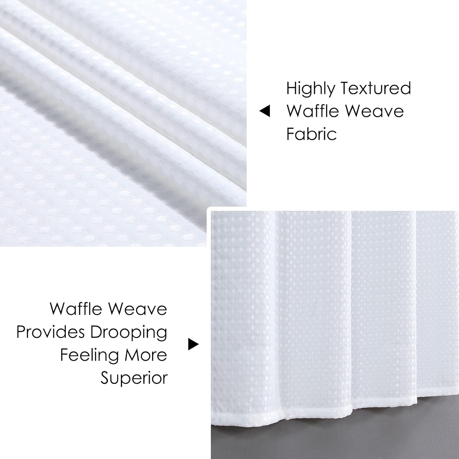 White Water Resistant Bathroom Window Curtain, Waffle Textured Half Tier Curt…
