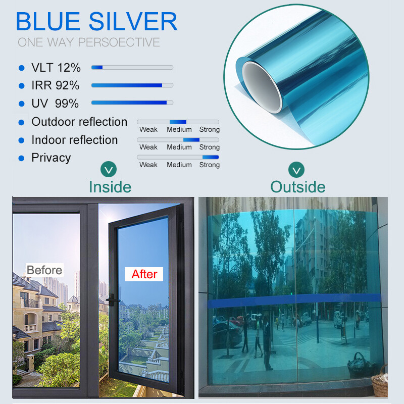 Privacy Mirror Window One Way Vision Film Home High Insulation Reflective Tint