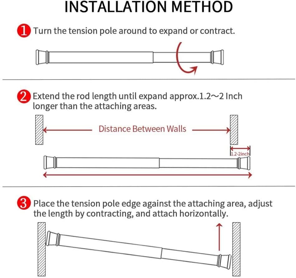 2 Pack Spring Tension Curtain Rods 18 to 28 inches White (2Pcs 18-28″),